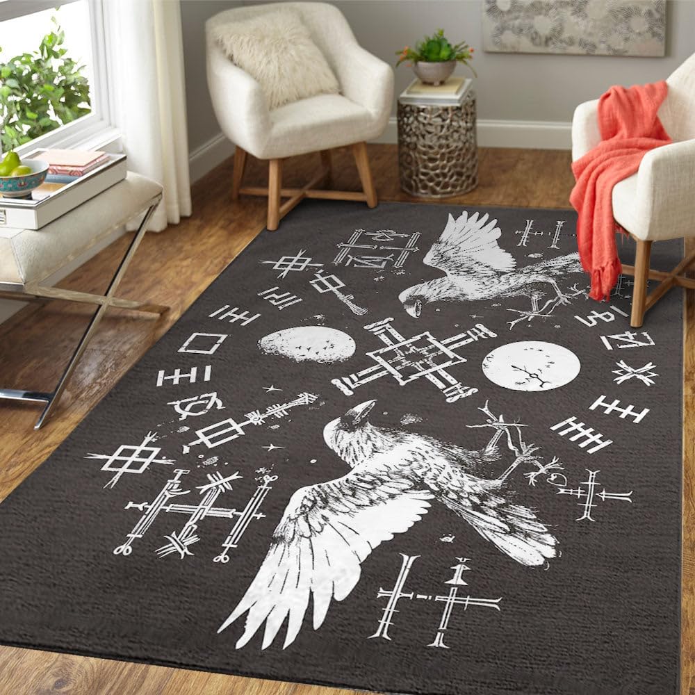 Scandinavian Mythology Symbol Carpet for Living Room, Bedroom, Home Office E165