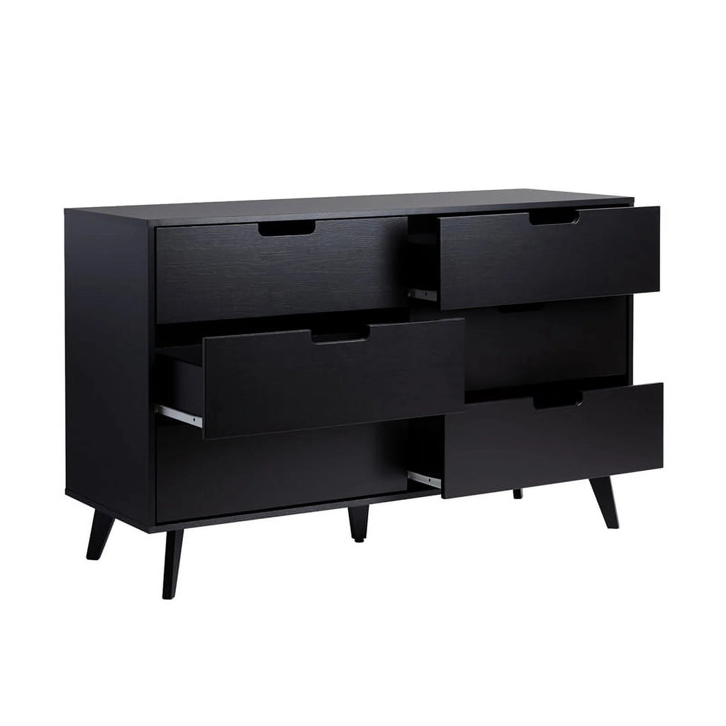 6 Drawer Wood Dresser with Cut Out Handles D6512