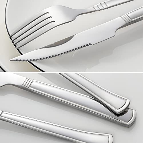 Stainless Steel Silverware Set for 4 with Steak Knives L562