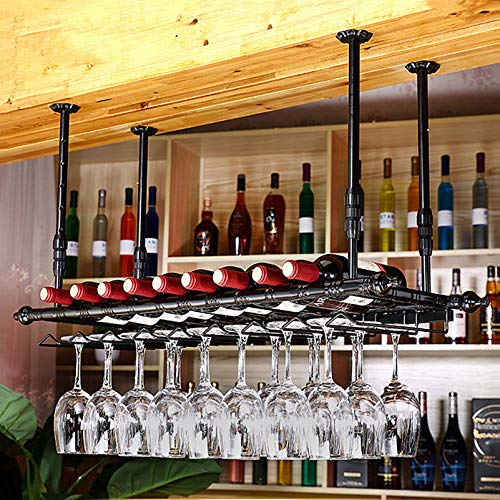 Wall Mounted Wine Rack with Hanging Wine Glass Holder H760808