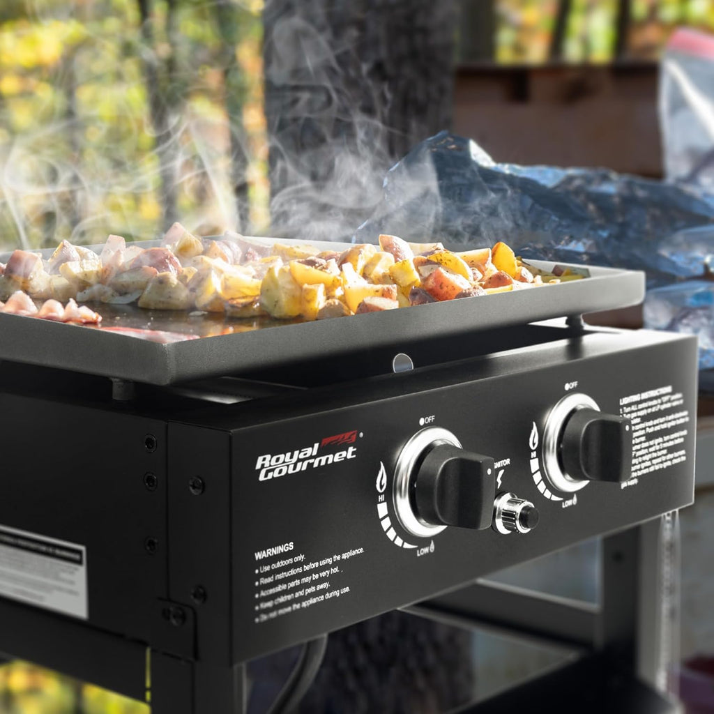 2-Burner Propane Gas Griddle, 23-Inch Flat Top BBQ Grill, Outdoor Cooking Station W24592