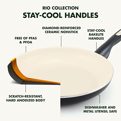 Healthy Ceramic Nonstick 5QT Saute Pan with Lid, Dishwasher Safe, Turquoise T122