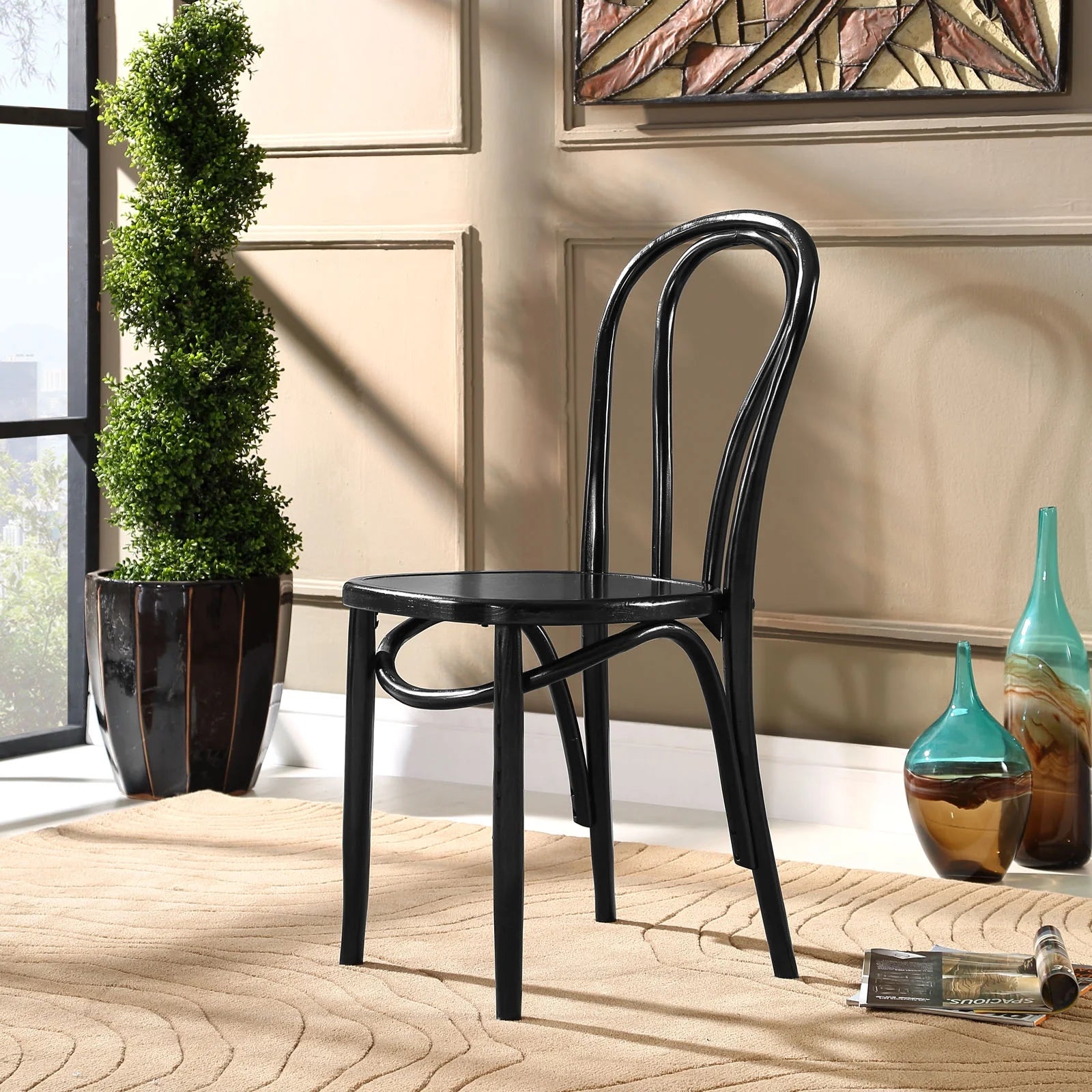 Black Wood Dining Side Chair N410716