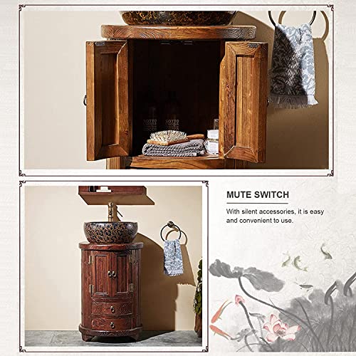 Freestanding Pedestal Sink with Vanity Cabinet, Retro Bathroom Basin Set D565540