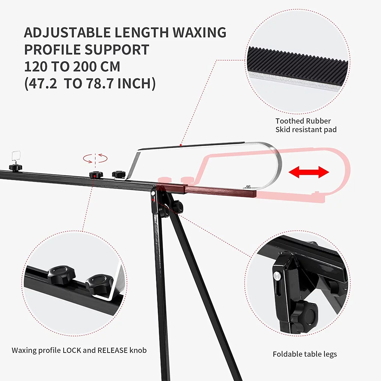 Cross Country Nordic Ski Waxing Bench Table with Foldable Legs, Adjustable Length V23818