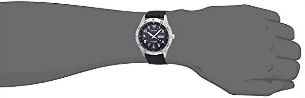 Men's Solar Powered Analog Watch, Black Nylon Strap D9615