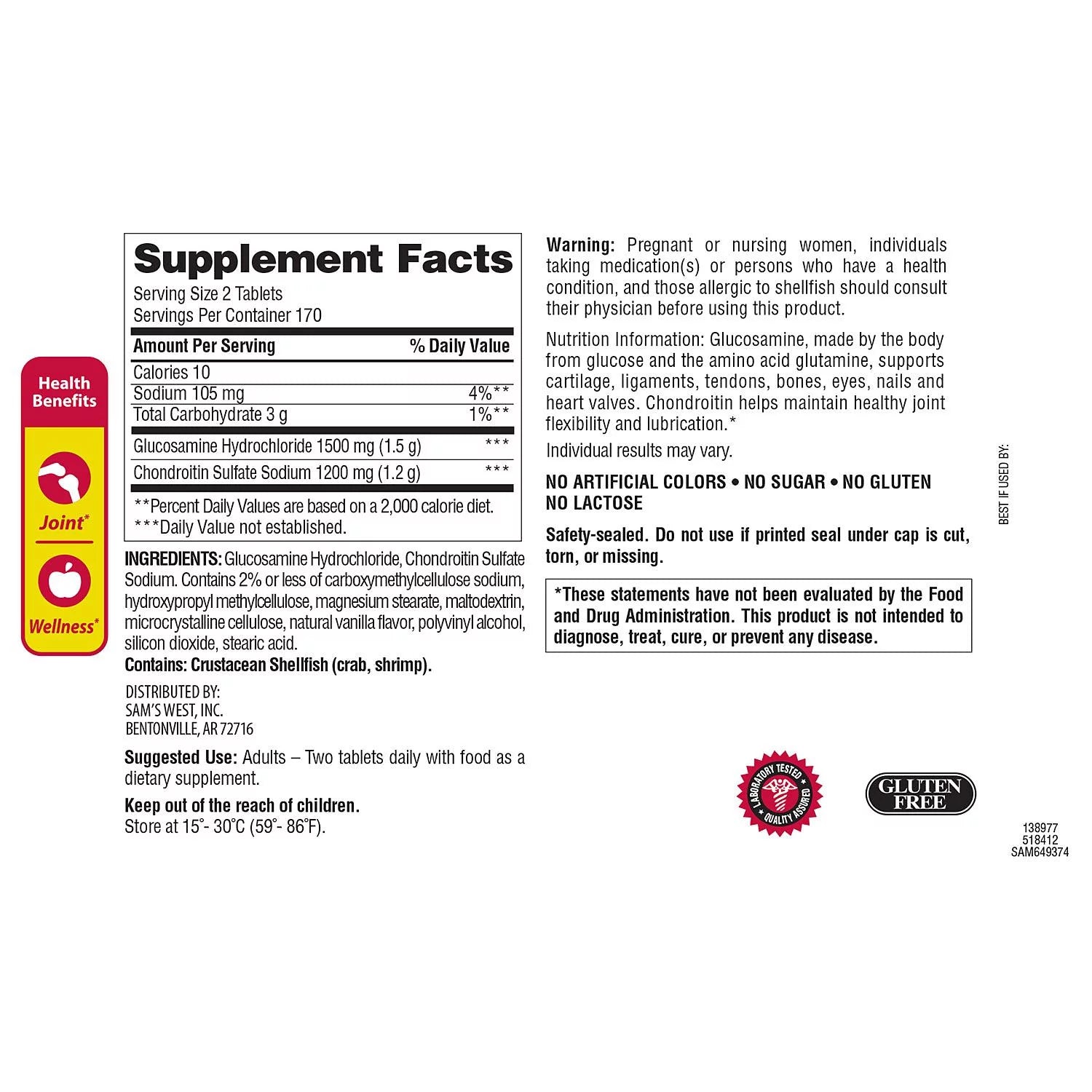 Glucosamine Chondroitin Joint Support Supplement, 340 Count P4393