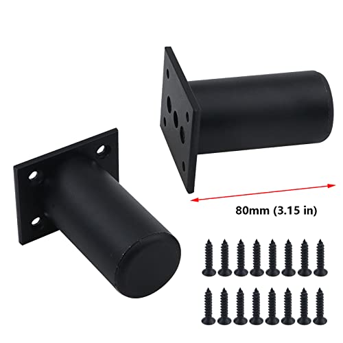 Adjustable Furniture Feet Legs, 3-Inch Height, Metal Round, Black, Set of 4 Y26098