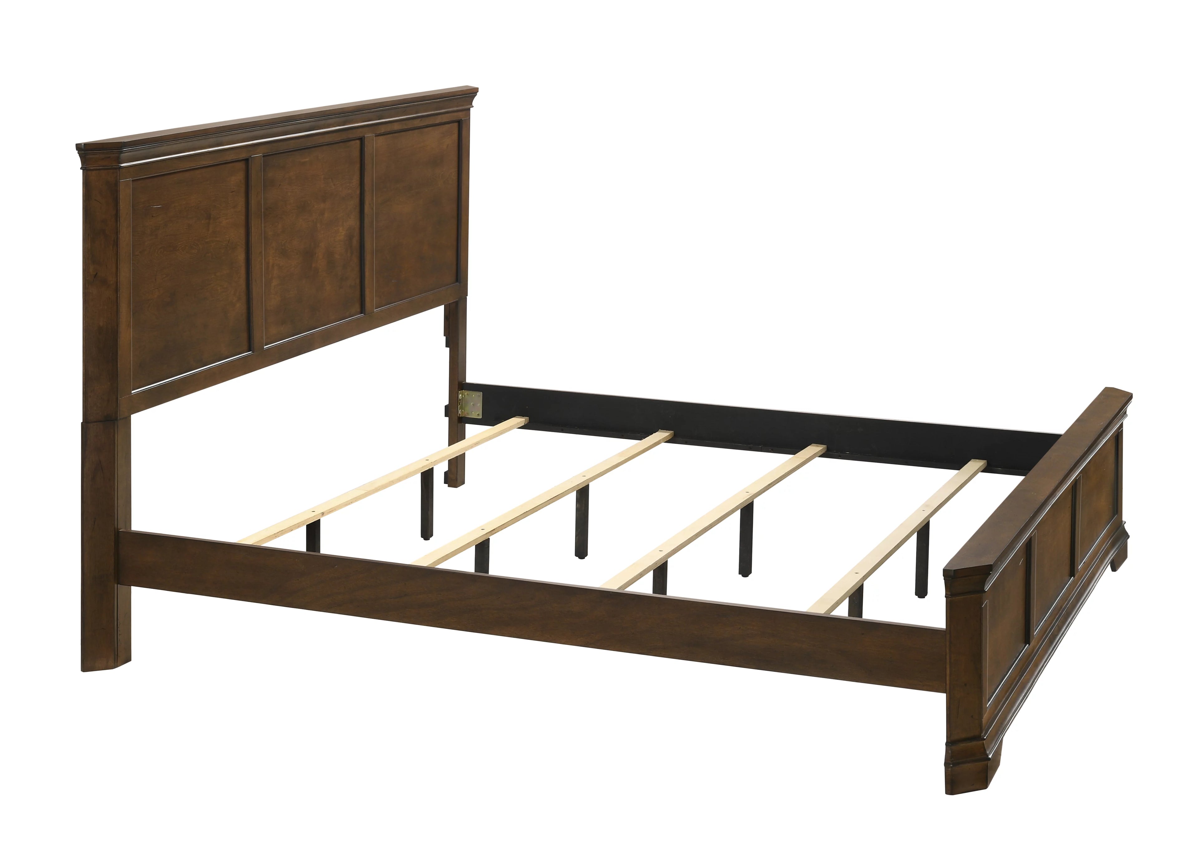 Traditional Wood Panel Bed Queen Antique Walnut Finish X150129