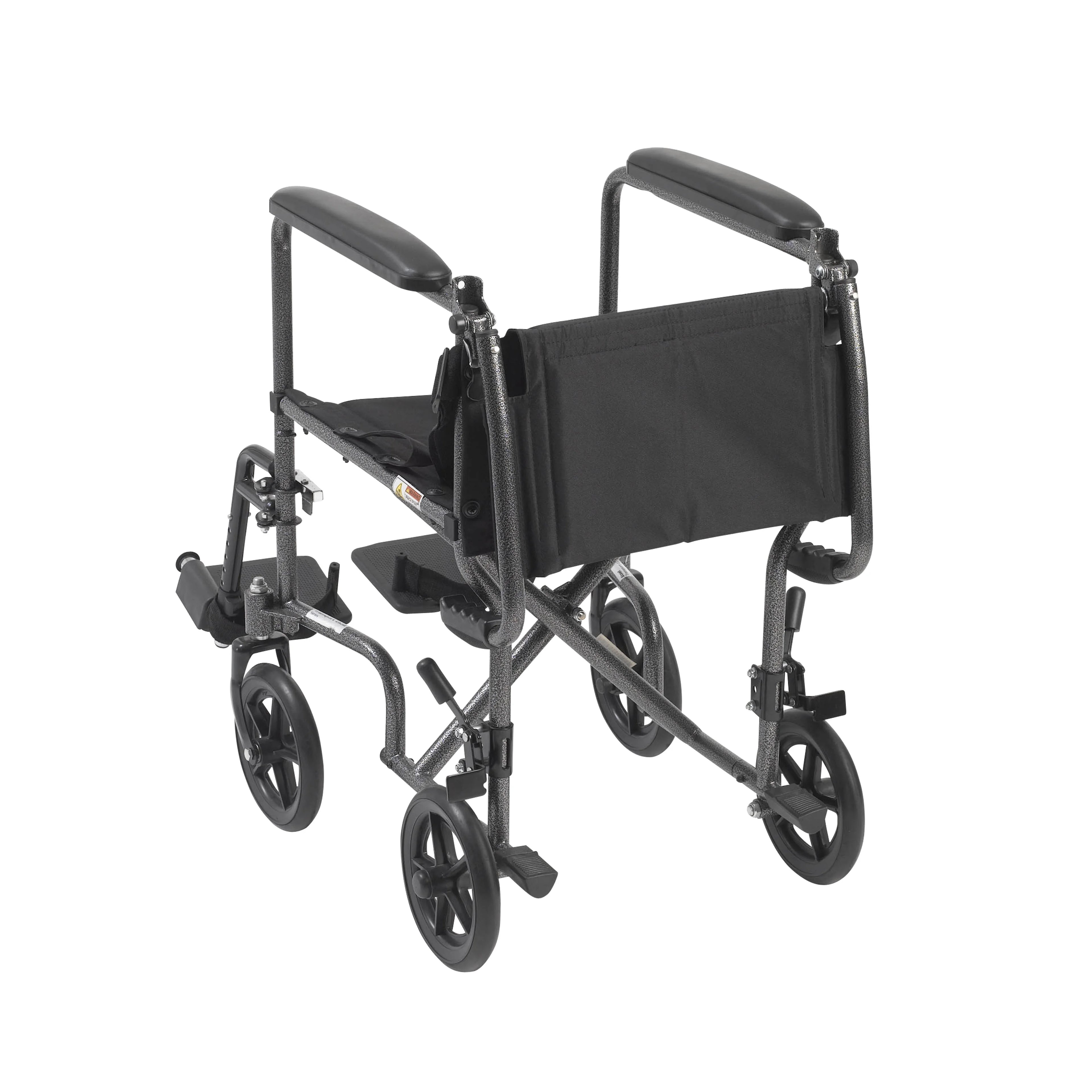 Lightweight Steel Transport Wheelchair, Fixed Full Arms, 19" Seat Q778967