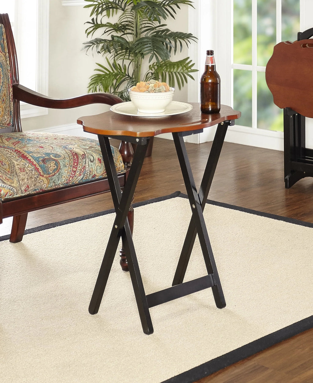 Folding Side Table 5-Piece Set with Stand, 26" Tall Y26089