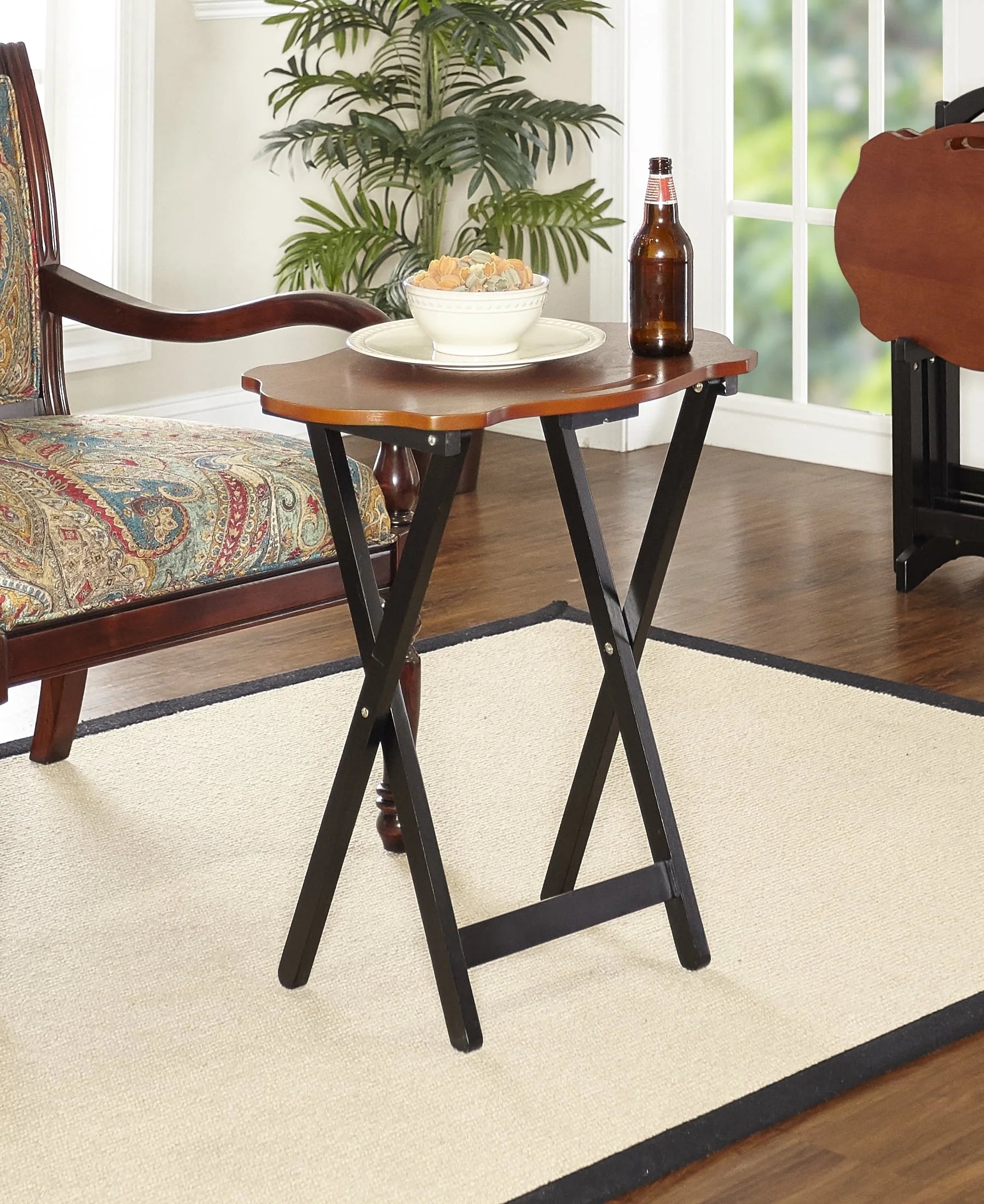 Folding Side Table 5-Piece Set with Stand, 26" Tall Y26089
