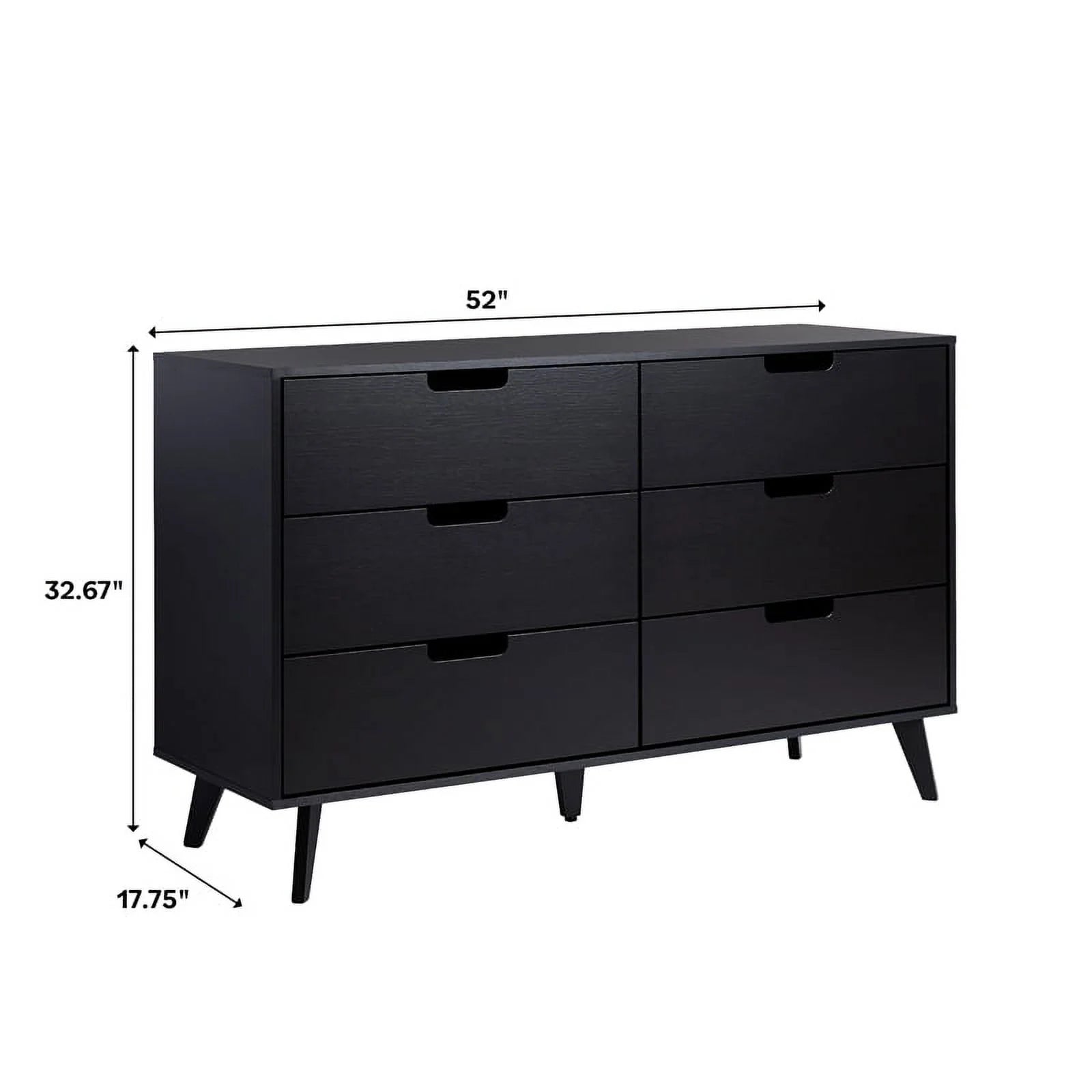 6 Drawer Wood Dresser with Cut Out Handles D6512