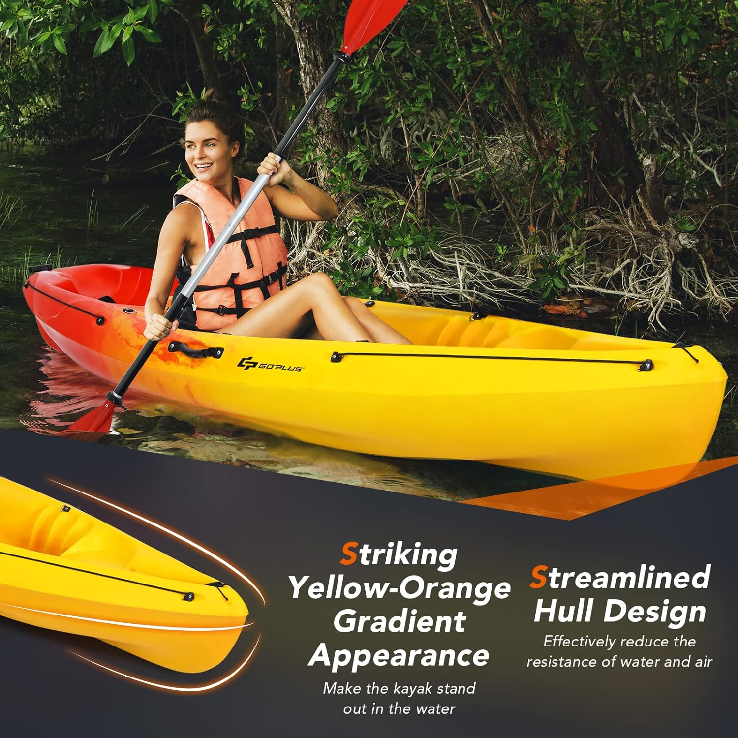 Sit-On-Top Fishing Kayak with Aluminum Paddle and Storage I6784