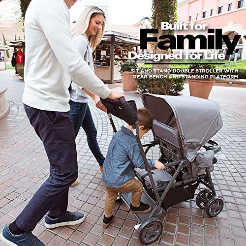 Sit and Stand Double Stroller with Rear Bench and Standing Platform L494