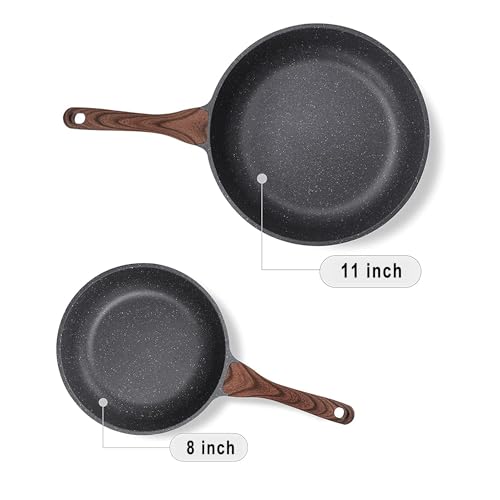 Nonstick Frying Pan Skillet Set, Swiss Granite Coating, PFOA Free, 9.5 11 12.5 Inch J6666