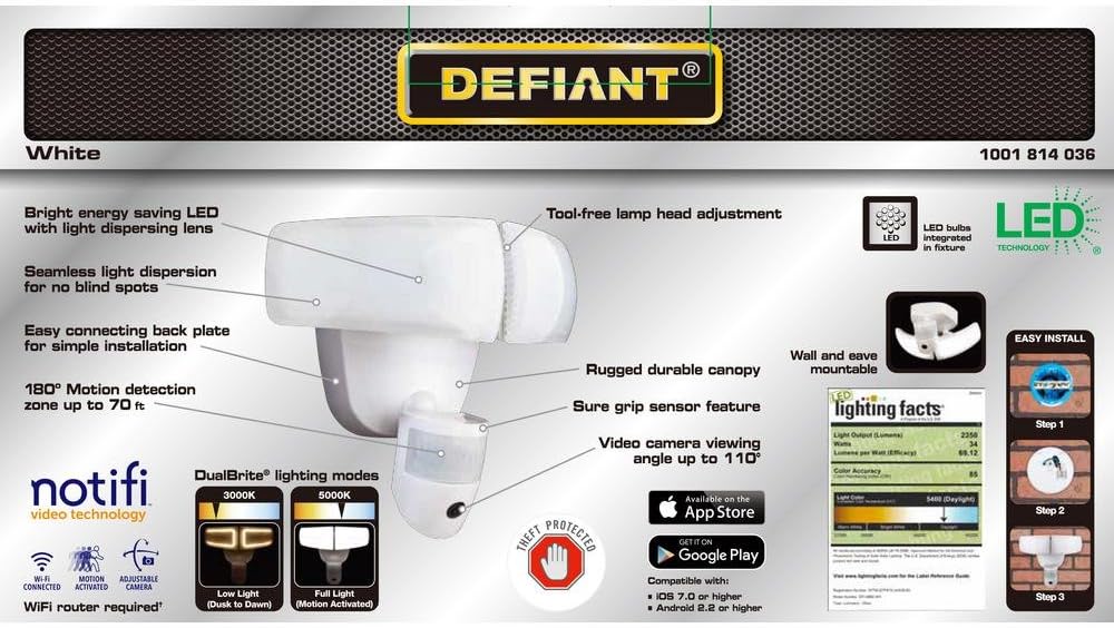 Wi-Fi Video Motion Security Light C54710