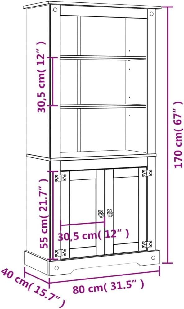Mexican Pine Cupboard 80x40x170 cm D418753