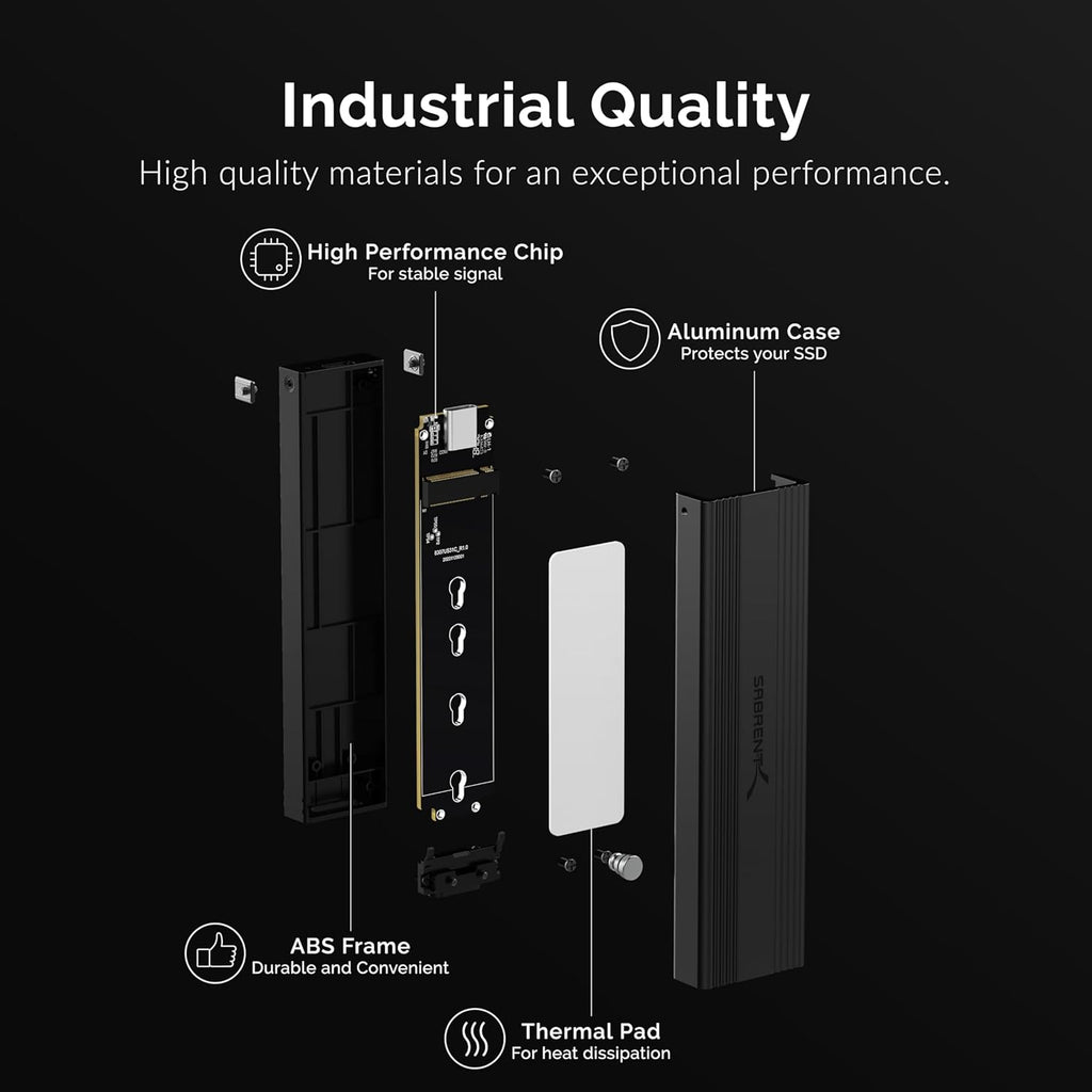 USB 3.2 10Gbps Type C Tool Free Enclosure for M.2 PCIe NVMe and SATA SSDs L812