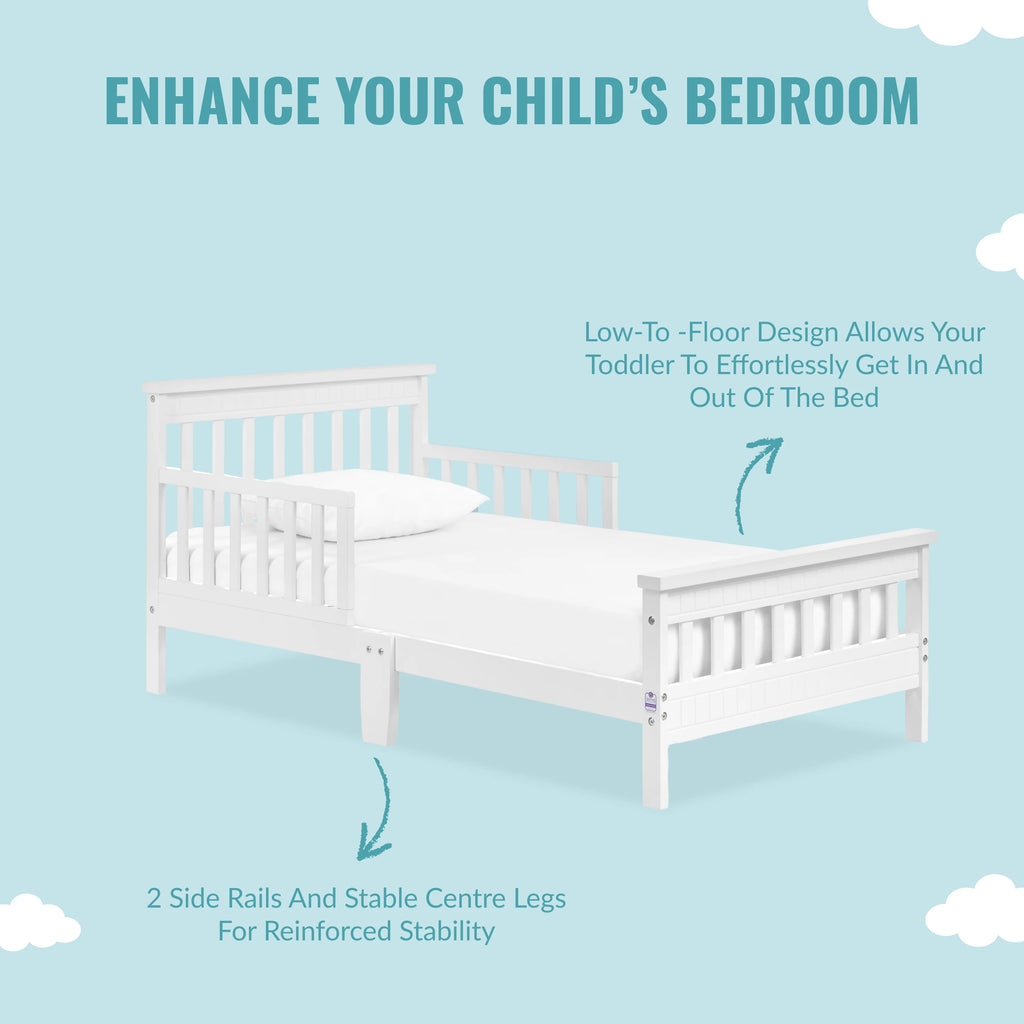 Toddler Bed made with Sustainable Pinewood, White H126