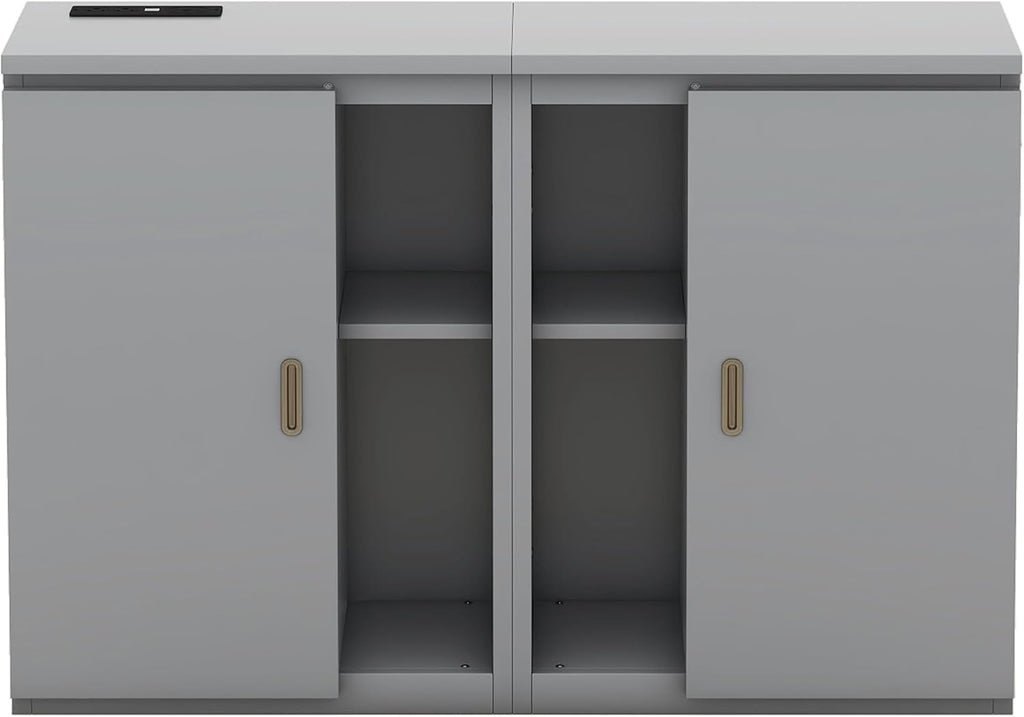 Queen Size Murphy Bed with Shelves, Cabinets and USB Ports S875414