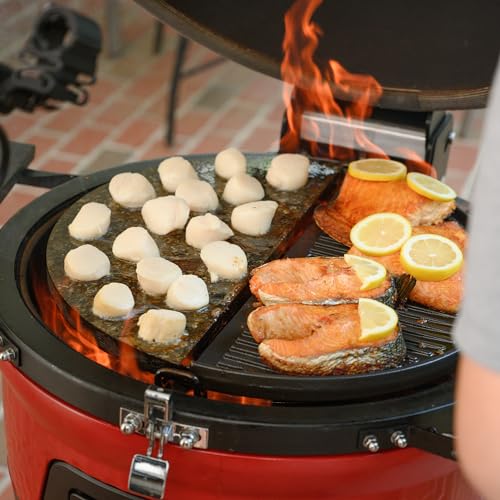 18-inch Ceramic Wood Pellet Grill and Smoker with Cart and Side Shelves T795
