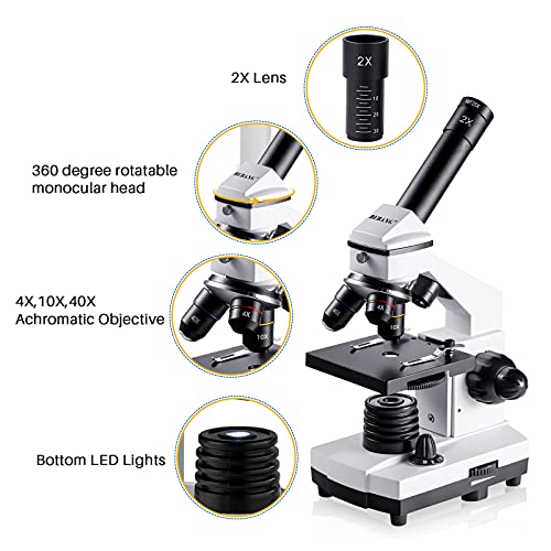 Compound Microscope 100X-2000X with Slides for Kids Students Z499