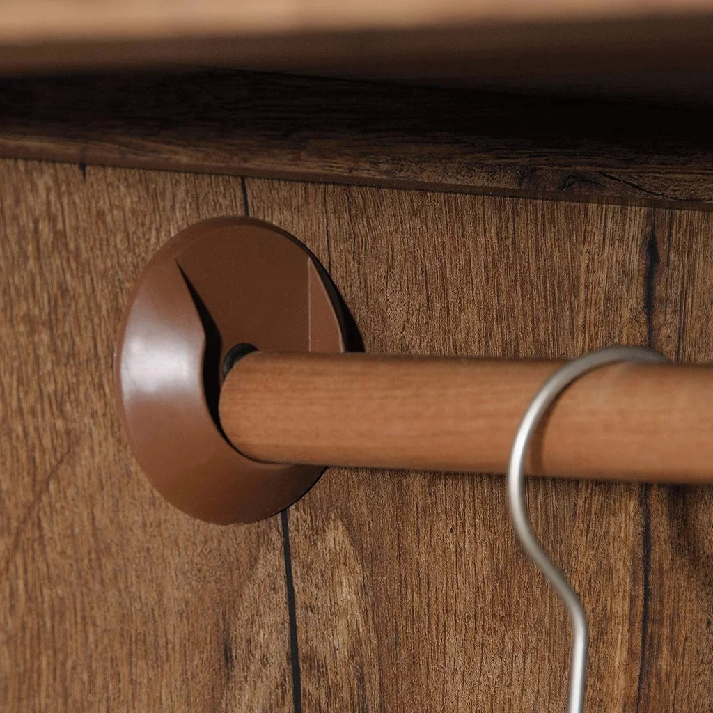Rustic Oak Wardrobe with Drawer and Garment Rod F84333