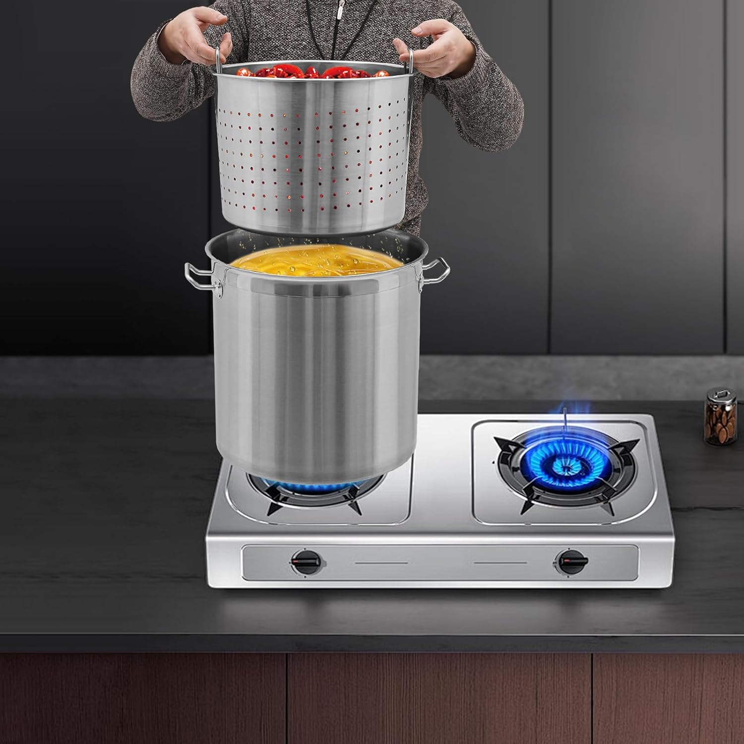 Stainless Steel Stock Pot for Seafood Boil with Handle J887851