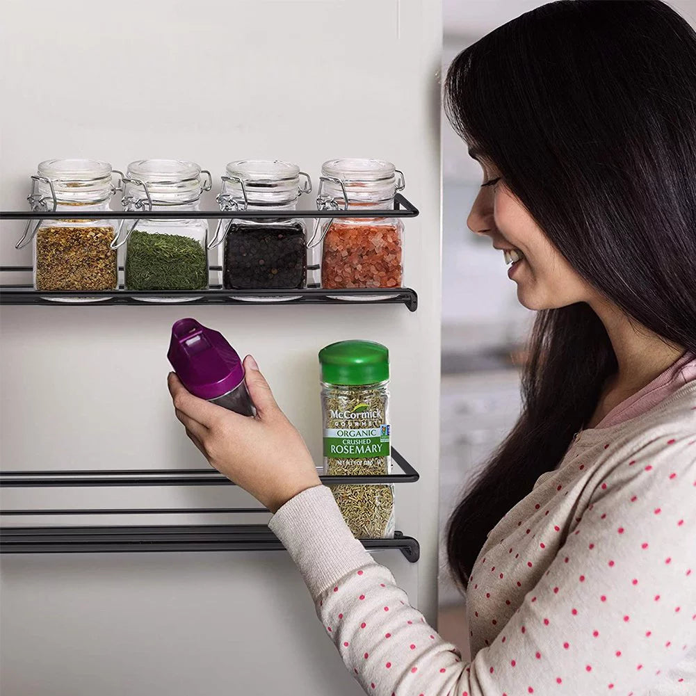 Spice Rack Organizer, Punch-free Hanging for Kitchen Wall Cabinet Y650924