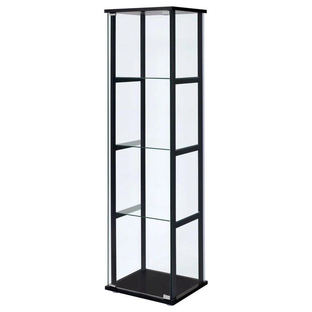 Black Wood And Glass 4 Shelf Curio Display Cabinet F589449