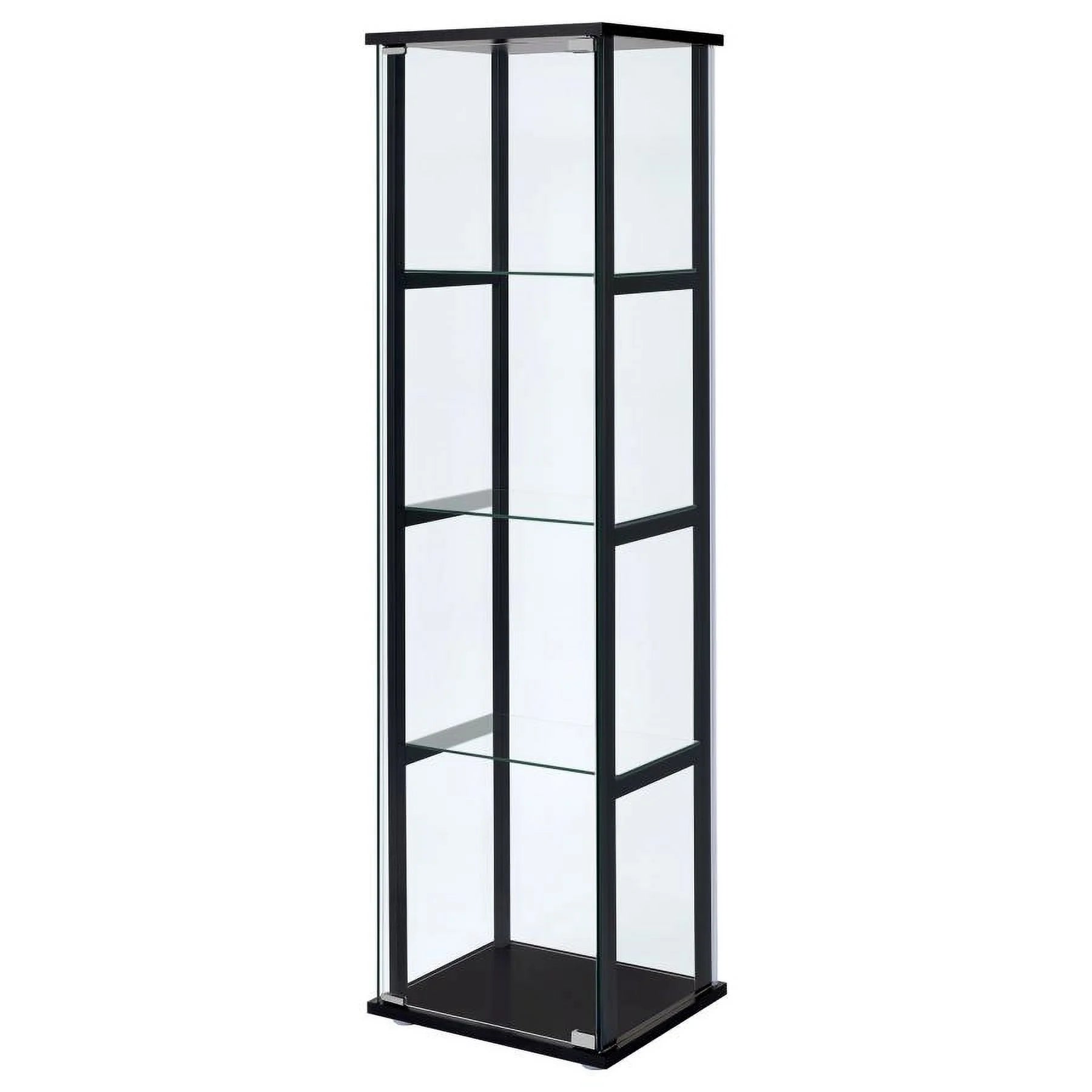 Black Wood And Glass 4 Shelf Curio Display Cabinet F589449