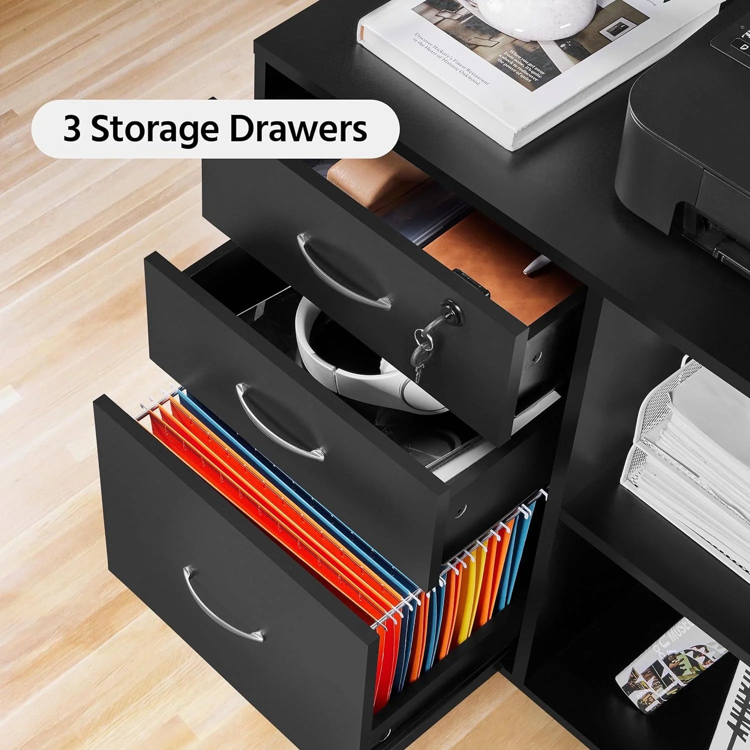 3 Drawer Lateral File Cabinet with Lock for Letter A4 Q625797
