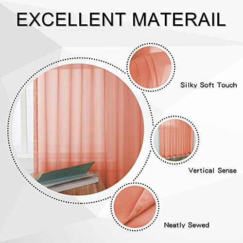 Tab Top Sheer Curtains for Living Room, 52 x 72 Inches, 2 Panels O37158