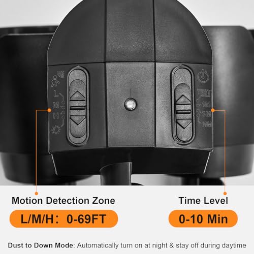 15W 1500 Lumen LED Security Light with Motion Sensor, IP65 Waterproof, Dusk to Dawn, Dual-Head, Black K60749