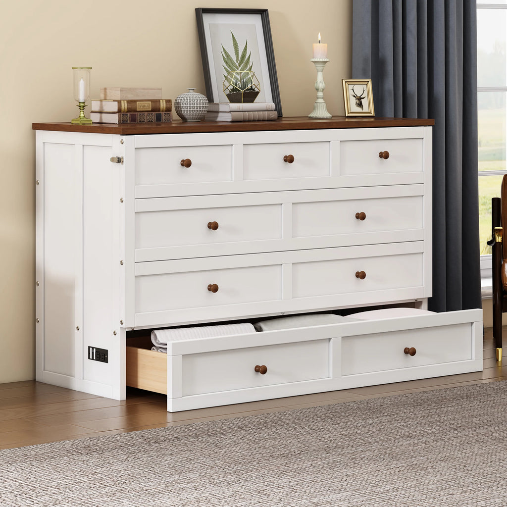 Murphy Bed Queen with Storage Drawer and Charging Station J431562