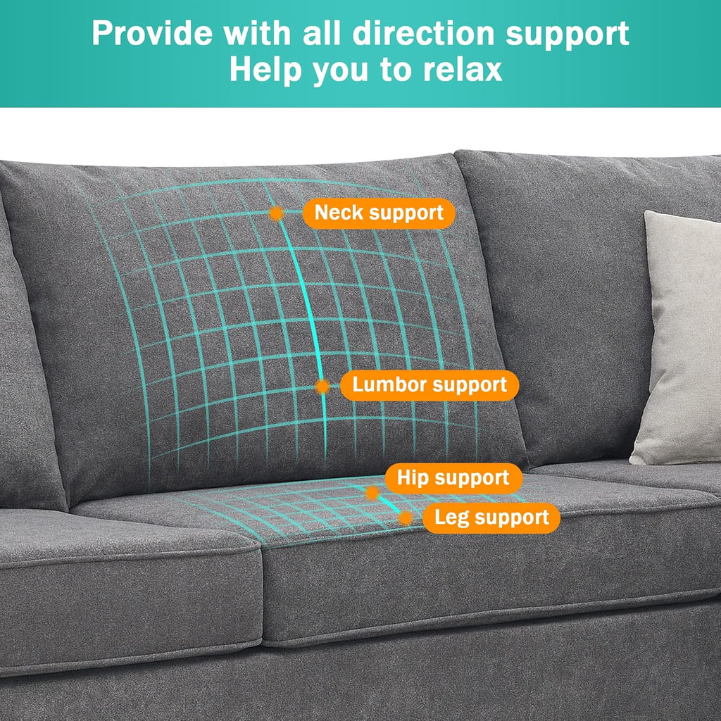L-Shape Sectional Sofa with 3 Pillows, Gray N528795