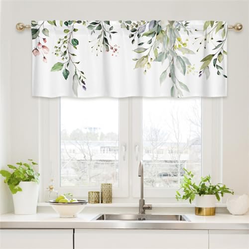 Quesera Crochet Valance for Windows Rod Pocket Window Valances for Kitchen Living Room Bedroom Sheer Lace Curtain with Tassels Short Window Treatment Valances Window Topper (1 Panel, 59x18 Inches)