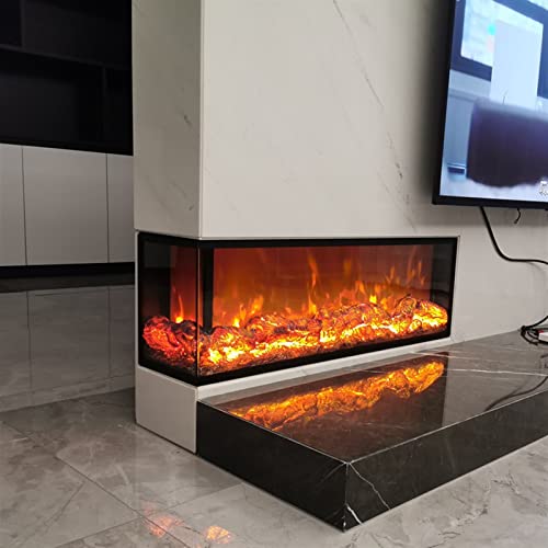 L-shaped Corner Electric Fireplace with 3D Flame Remote Control C8275