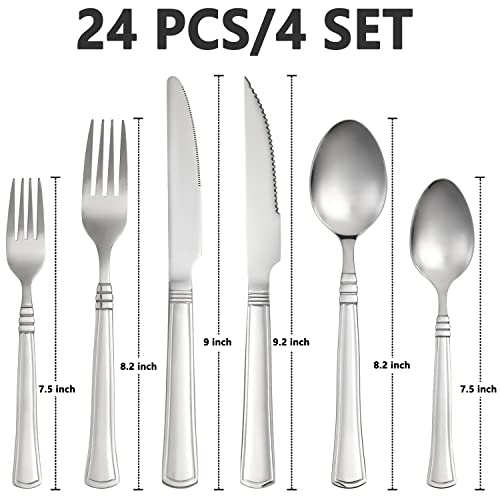 Stainless Steel Silverware Set for 4 with Steak Knives L562