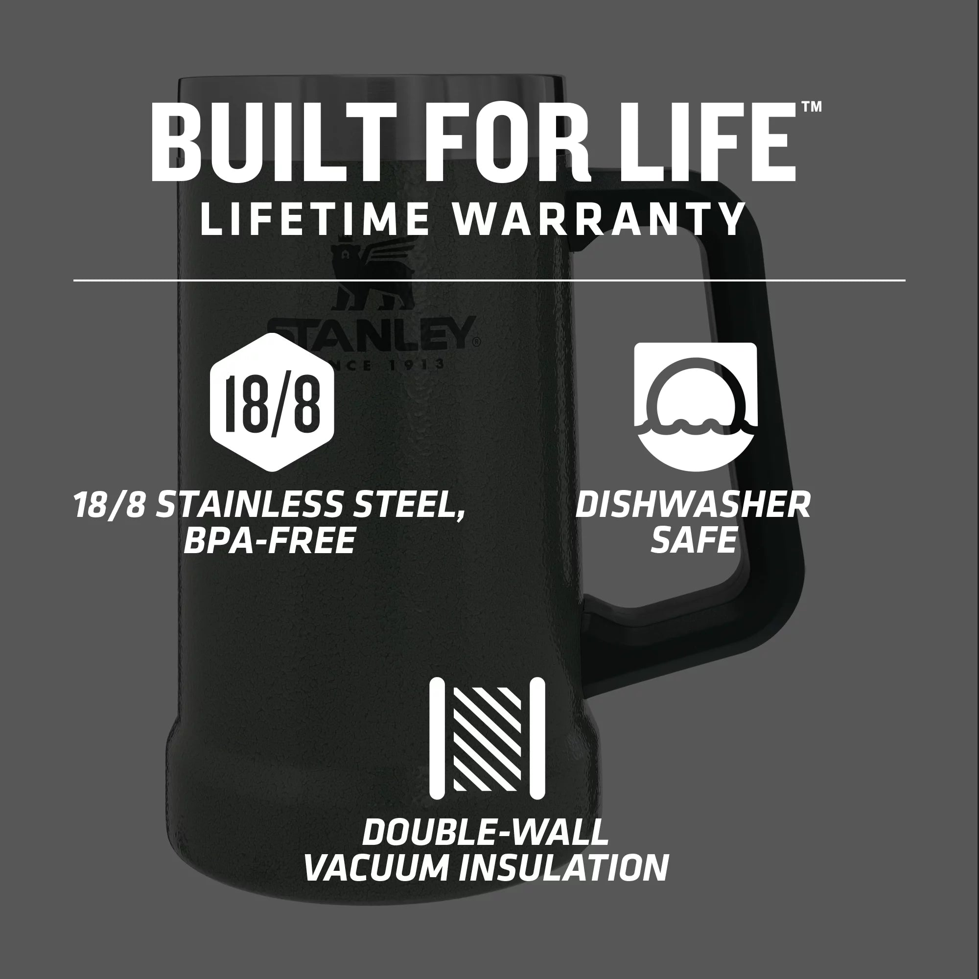 Insulated Stainless Steel Beer Mug, 24 oz D17902