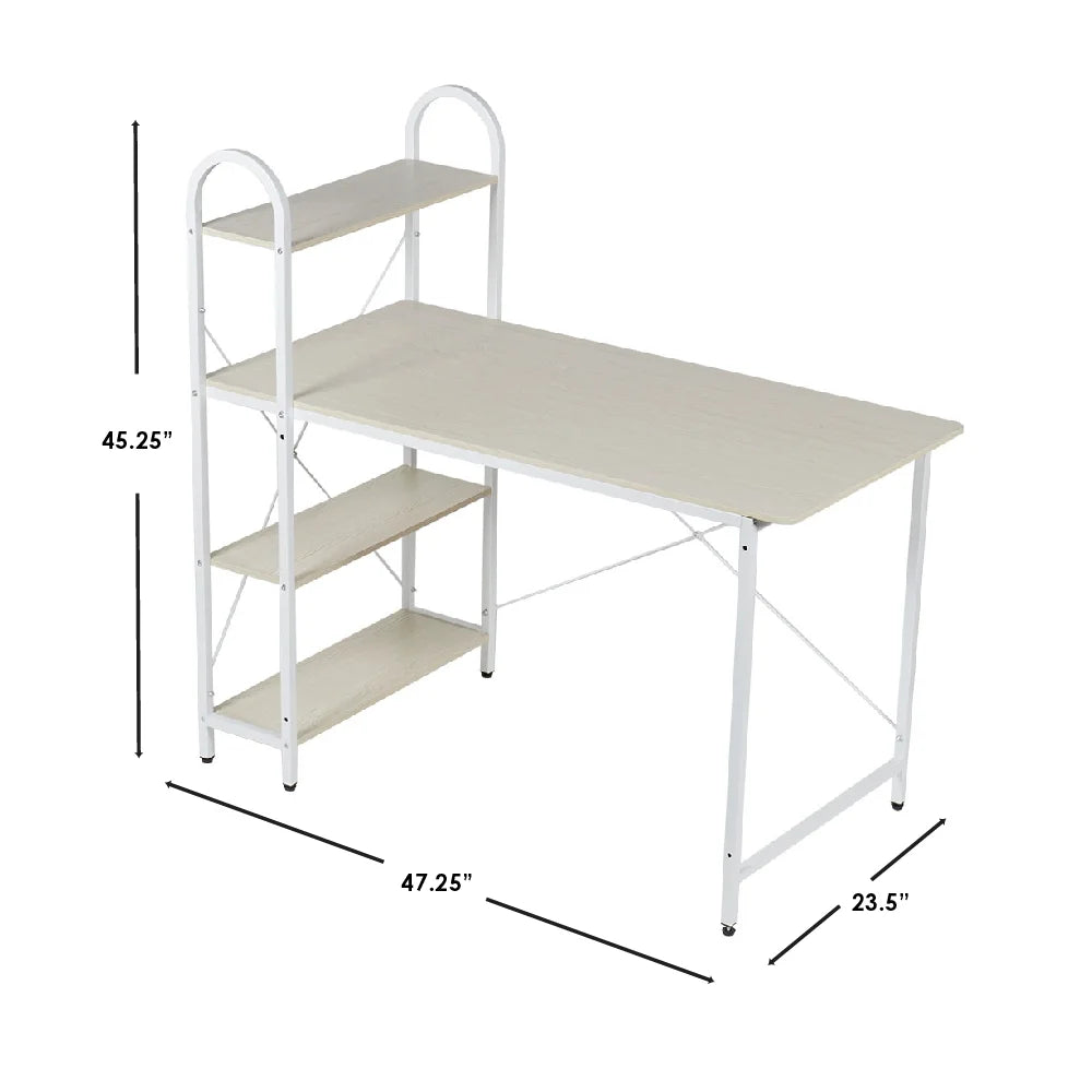 Computer Desk with Shelves, Oak/White P872080