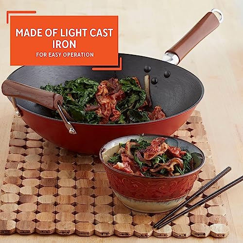 Cast Iron Wok with Wood Handles 14-Inch X1322