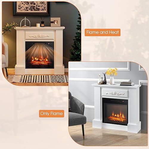 Electric Fireplace with Mantel, 32 Inch Heater with Remote Control A4402