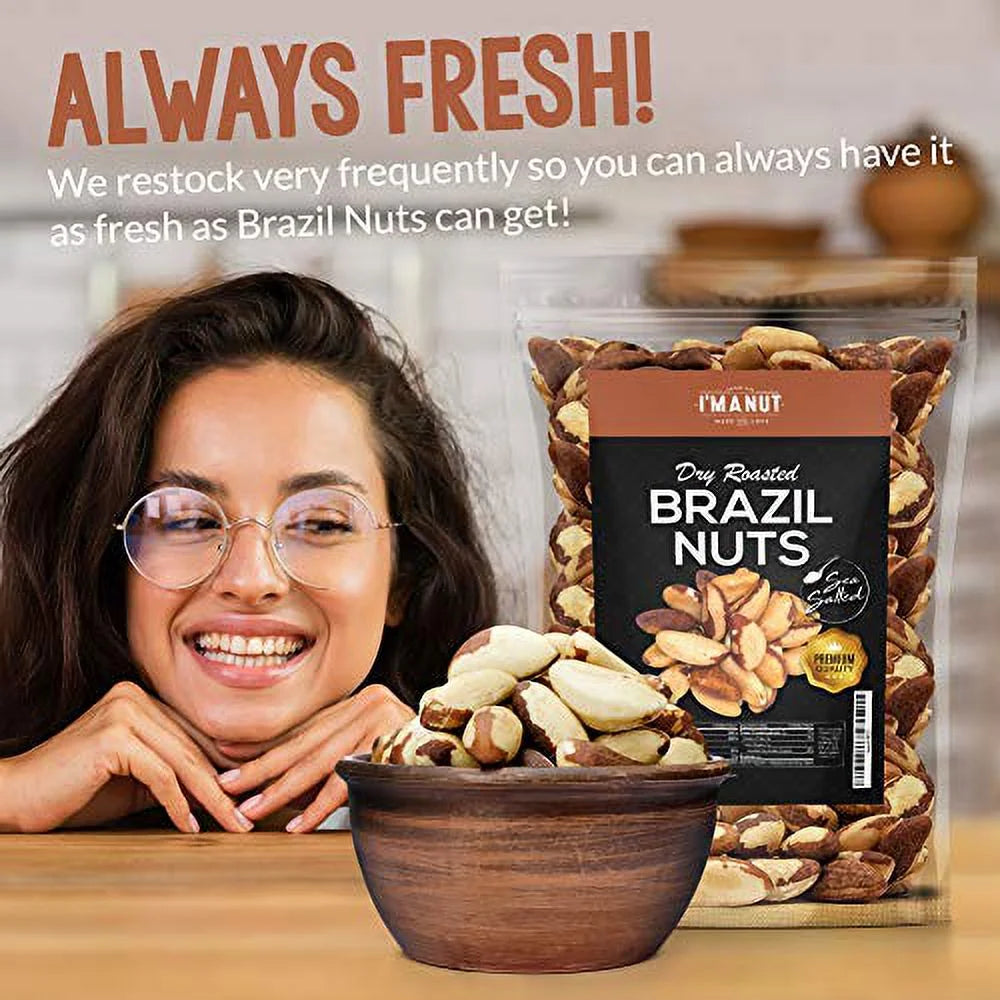 Dry Roasted Brazil Nuts Sea Salted No Oil Non GMO Kosher 32 oz W377
