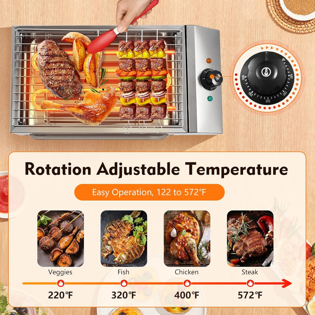 Electric Grill with Adjustable Temperature Control, Nonstick Surface U842083