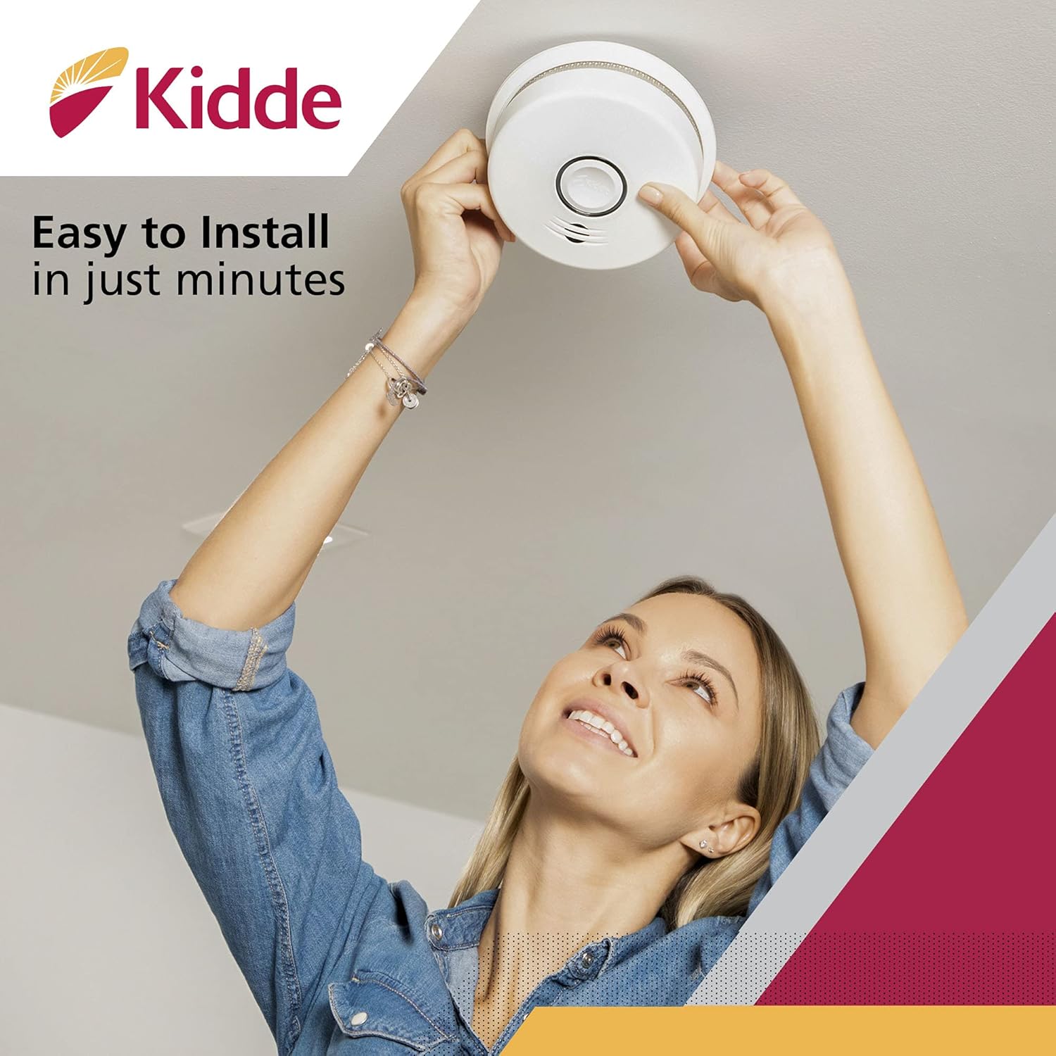 Wireless Hardwired Smoke Detector with 10-Year Battery Backup and Voice Alerts O1609
