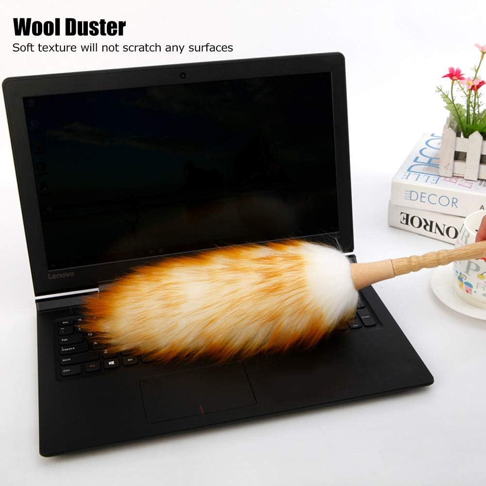 Soft Wool Duster with Wooden Handle for Furniture Cleaning N98936