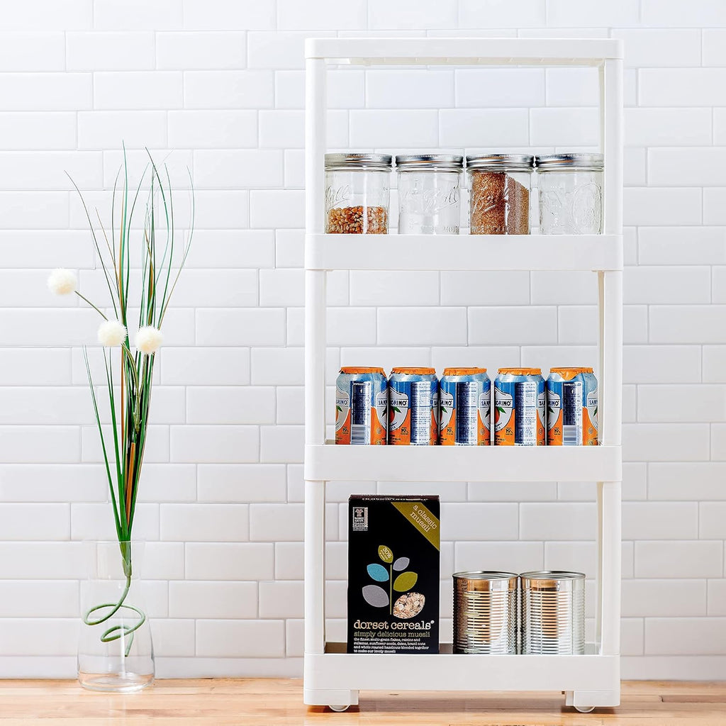 Slim 4-Tier Rolling Storage Cart for Kitchen Pantry Bathroom Laundry L5308