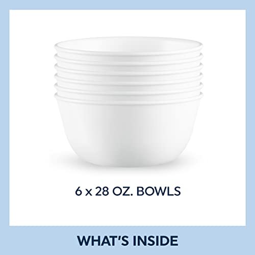 18-Piece Dinnerware Set for 6 with 6 Soup Cereal Bowls, Chip Resistant, Winter Frost White C285